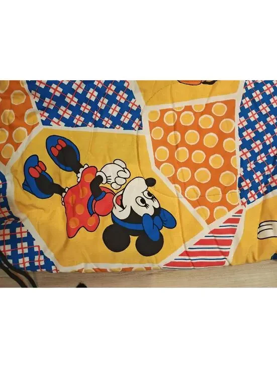Vintage Disney Mickey Minnie Pluto Patchwork Kids Sleeping Bag 34x60 Sears - Picture 2 of 9